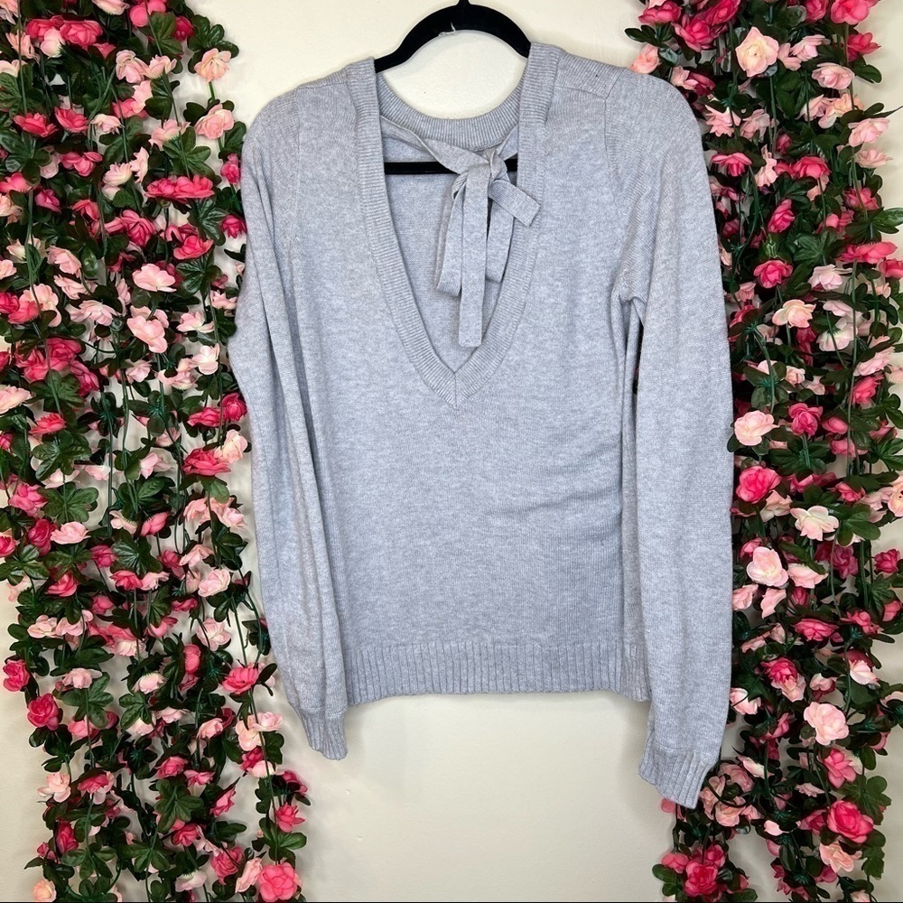 Vila Women's Viril L/S Open Back Knit Top Pullover Silver XS Soft Chic Basic